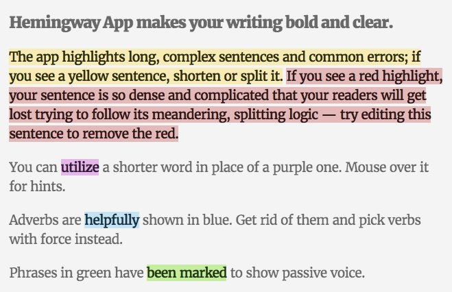productivity tools for marketers - hemmingway app
