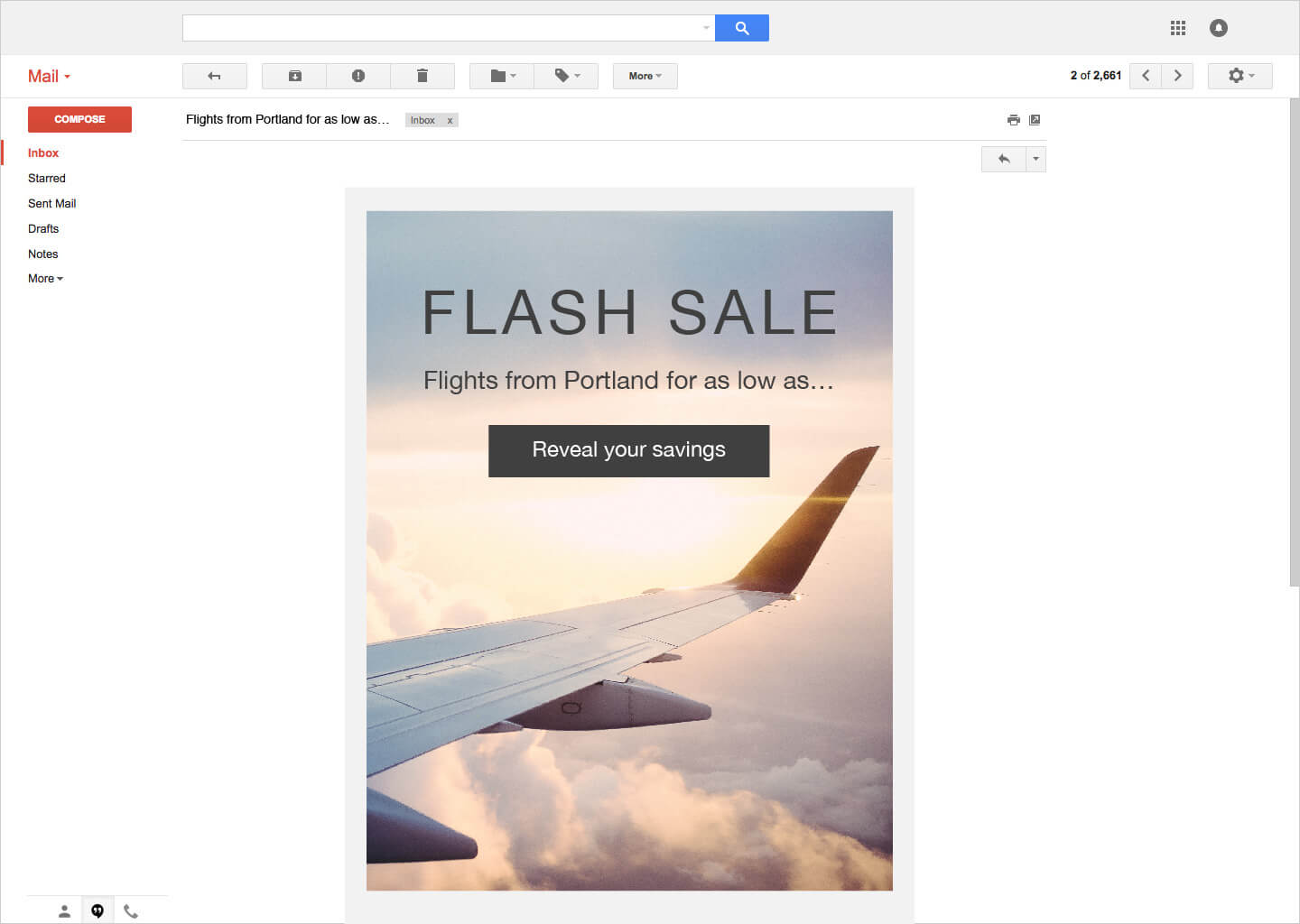 Airline email mockup Zembula