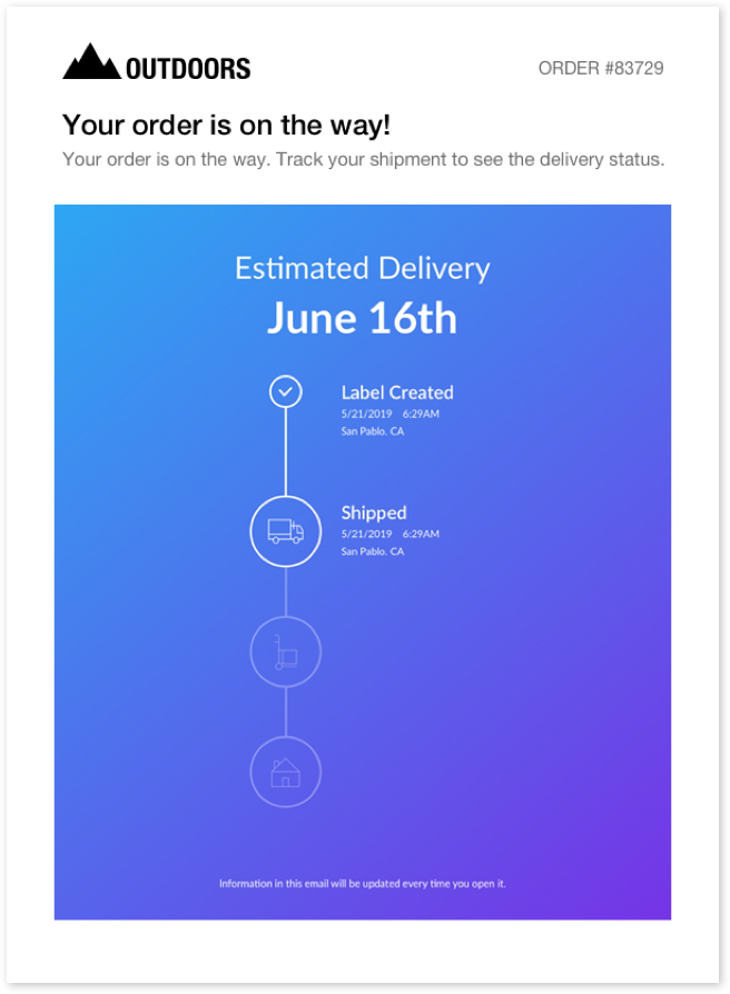 Zembula package tracking email