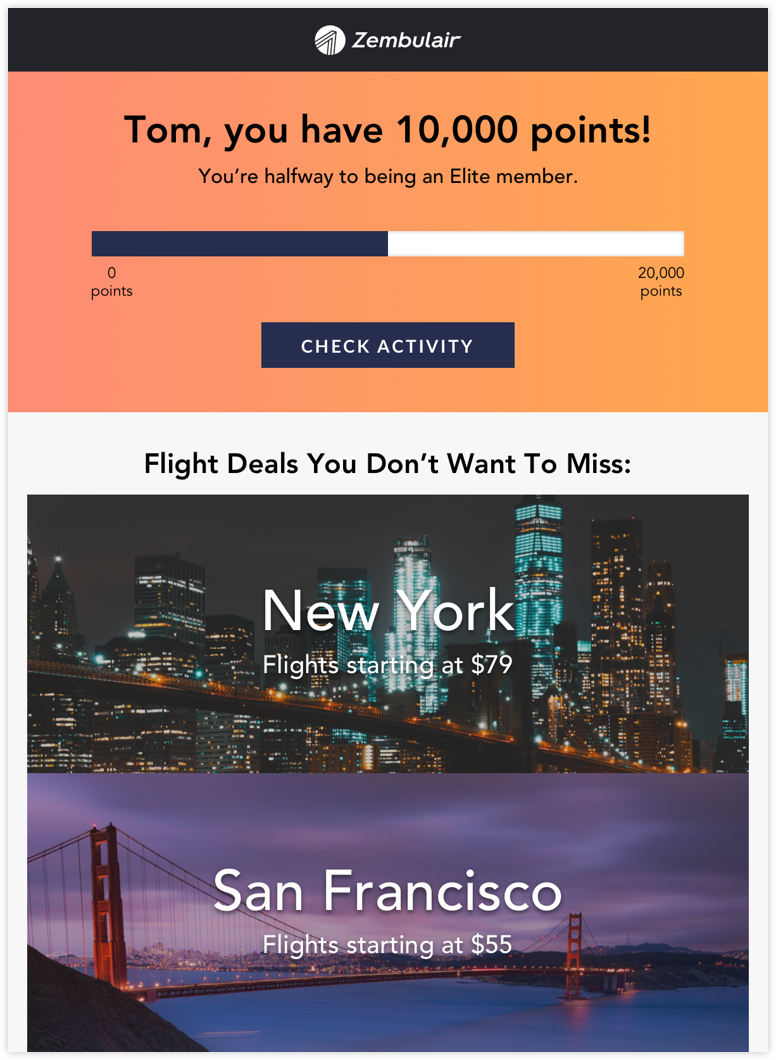 Zembula loyalty email mock up