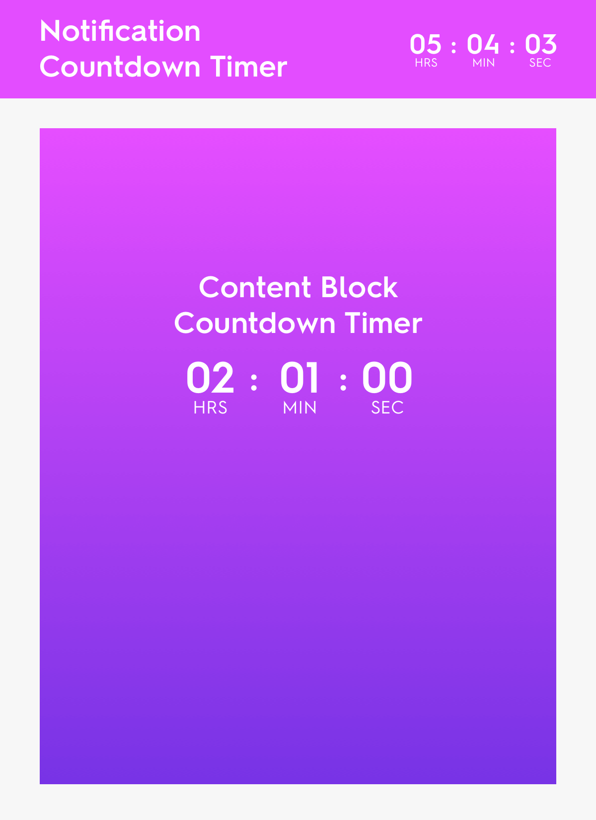 content blocks mockup generic countdown timer