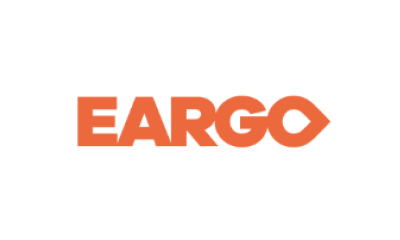 Logo Of Eargo, A Hearing Aid Manufacturer, Featuring The Company Name In Bold Orange Capital Letters With A Stylized &Quot;O&Quot; Resembling An Ear On A White Background.