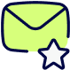 A Green Envelope Icon With A White Star In The Bottom Right Corner.