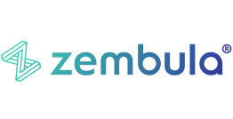 Zembula Logo Featuring A Stylized Geometric Shape And The Brand Name &Quot;Zembula&Quot; In A Gradient From Teal To Blue.
